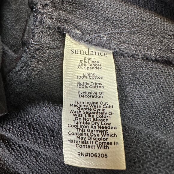 Sundance Laurel Legends Blue Grey Linen Peplum Ruffle Military Jacket Small - Picture 6 of 6